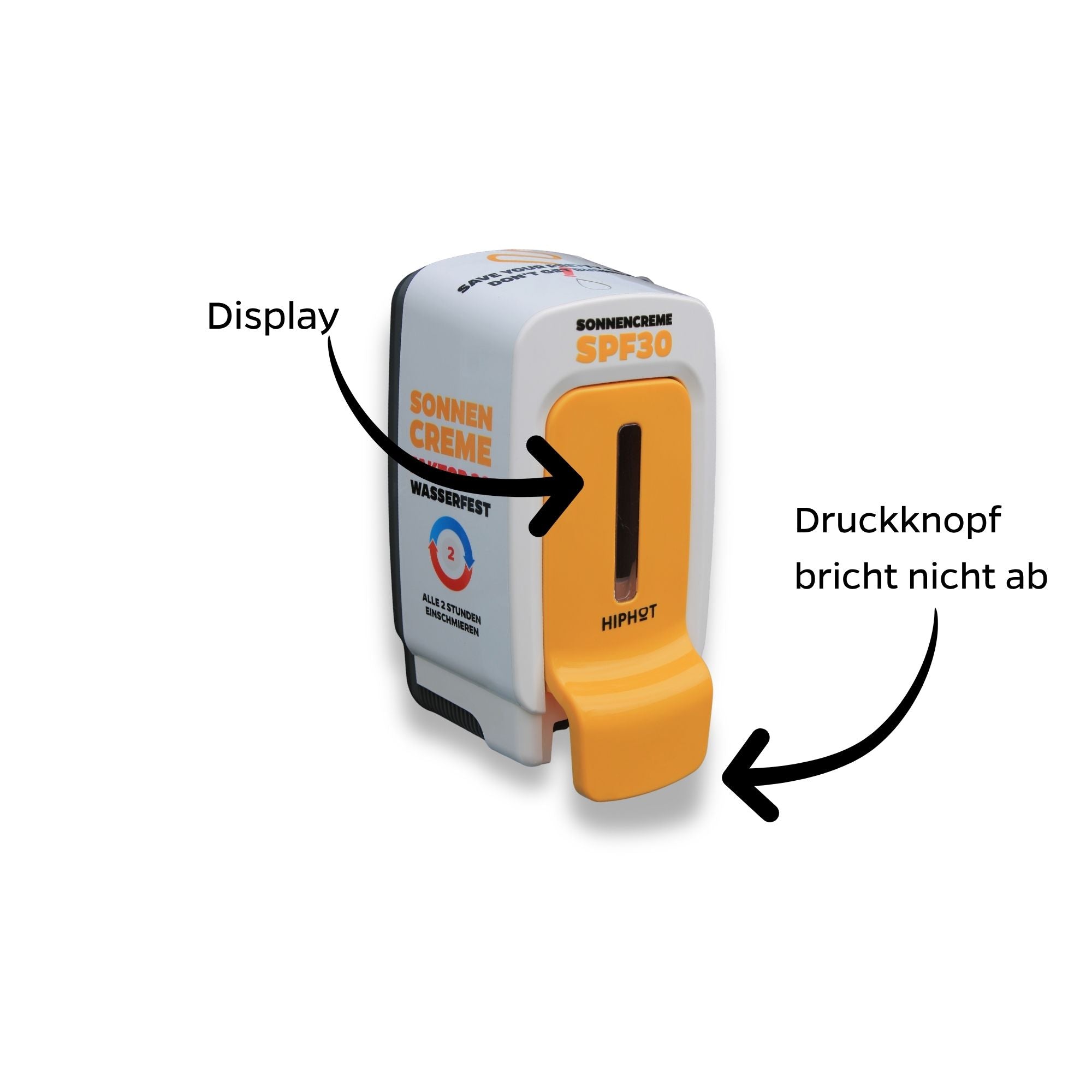 HIPHOT SPF 30 500 ml Spender mit Display und stabilem Druckknopf