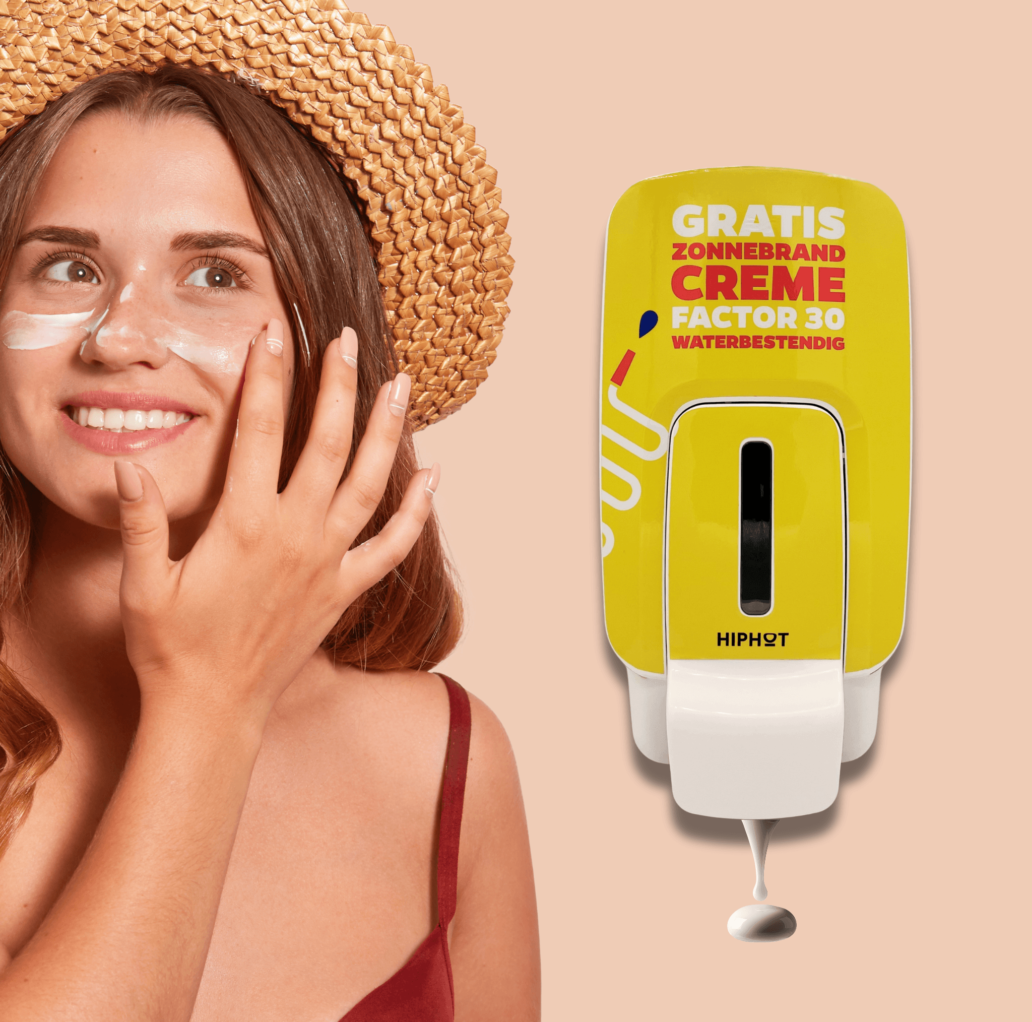 Sonnenschutzmittelspender Gelb SPF 30 Englischer Text