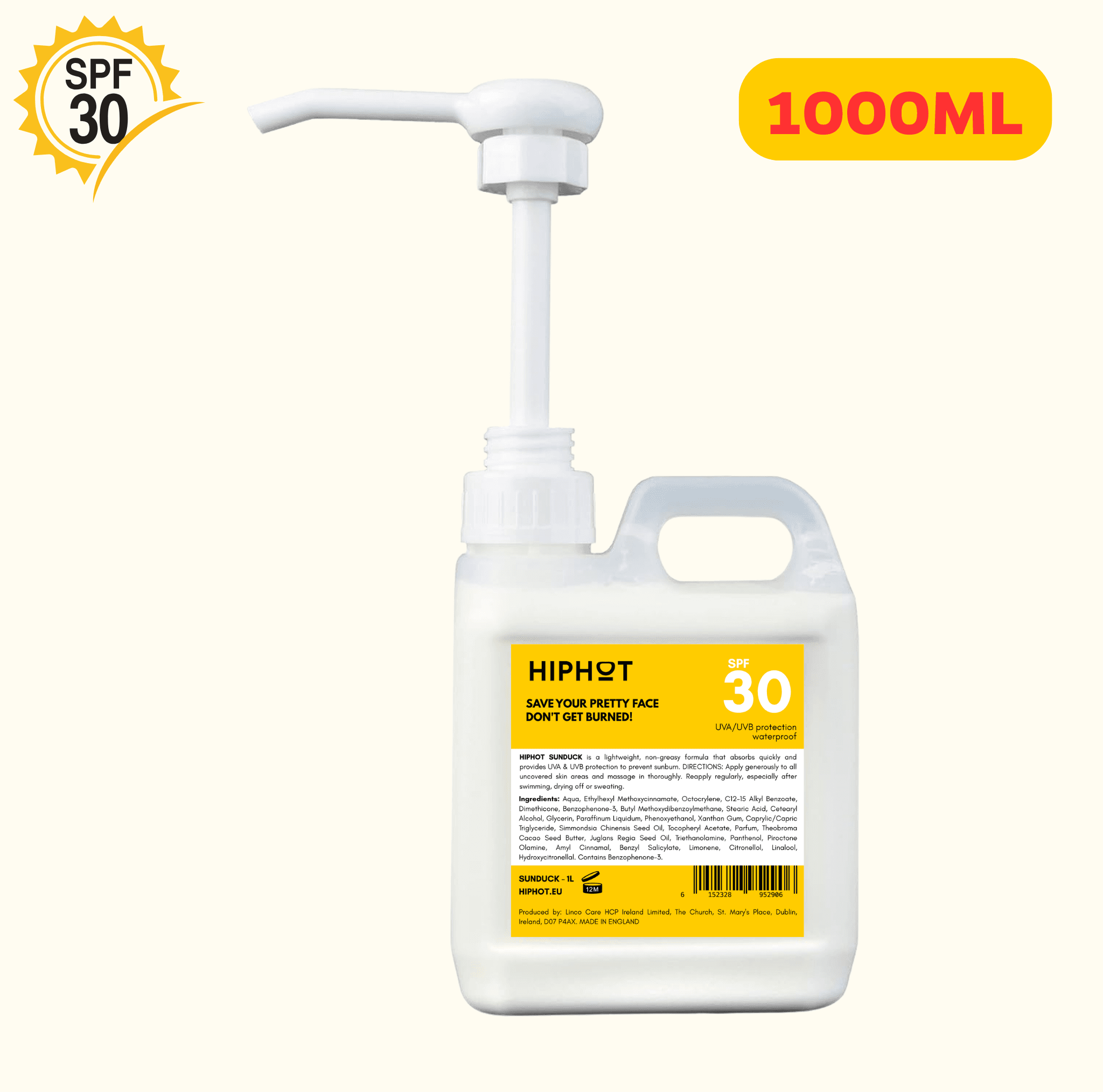Sun Duck SPF 30 sunscreen 1 litre jerrycan with pump