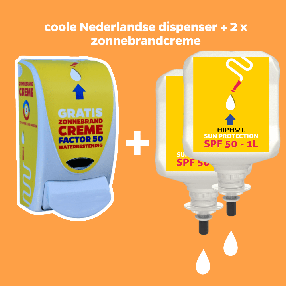 Sonnenschutzmittelspender mit 2L SPF 50 Nachfüllung