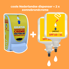 Sonnenschutzmittelspender mit 2L SPF 50 Nachfüllung