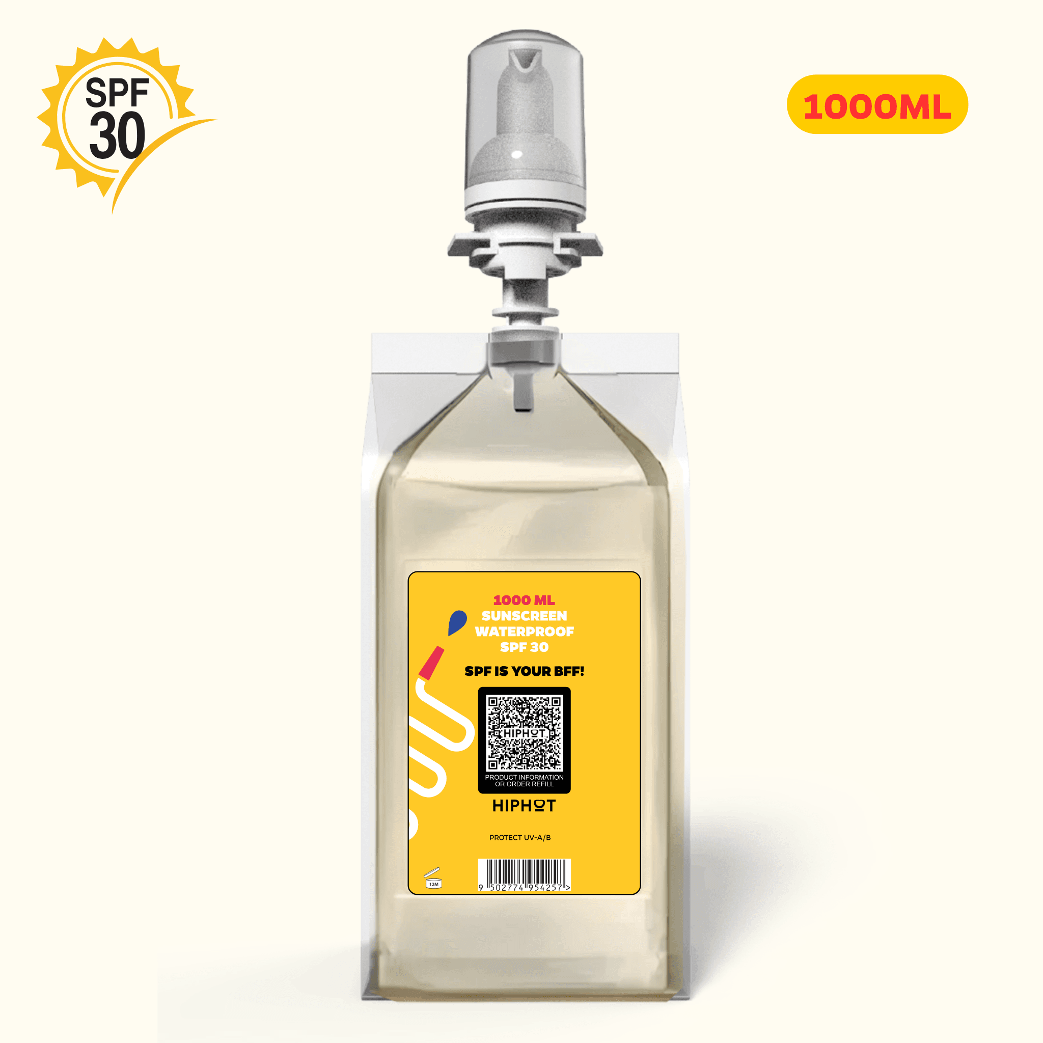 Sunscreen Refill 1L SPF 30 Water Resistant for Dispenser 2500 Doses