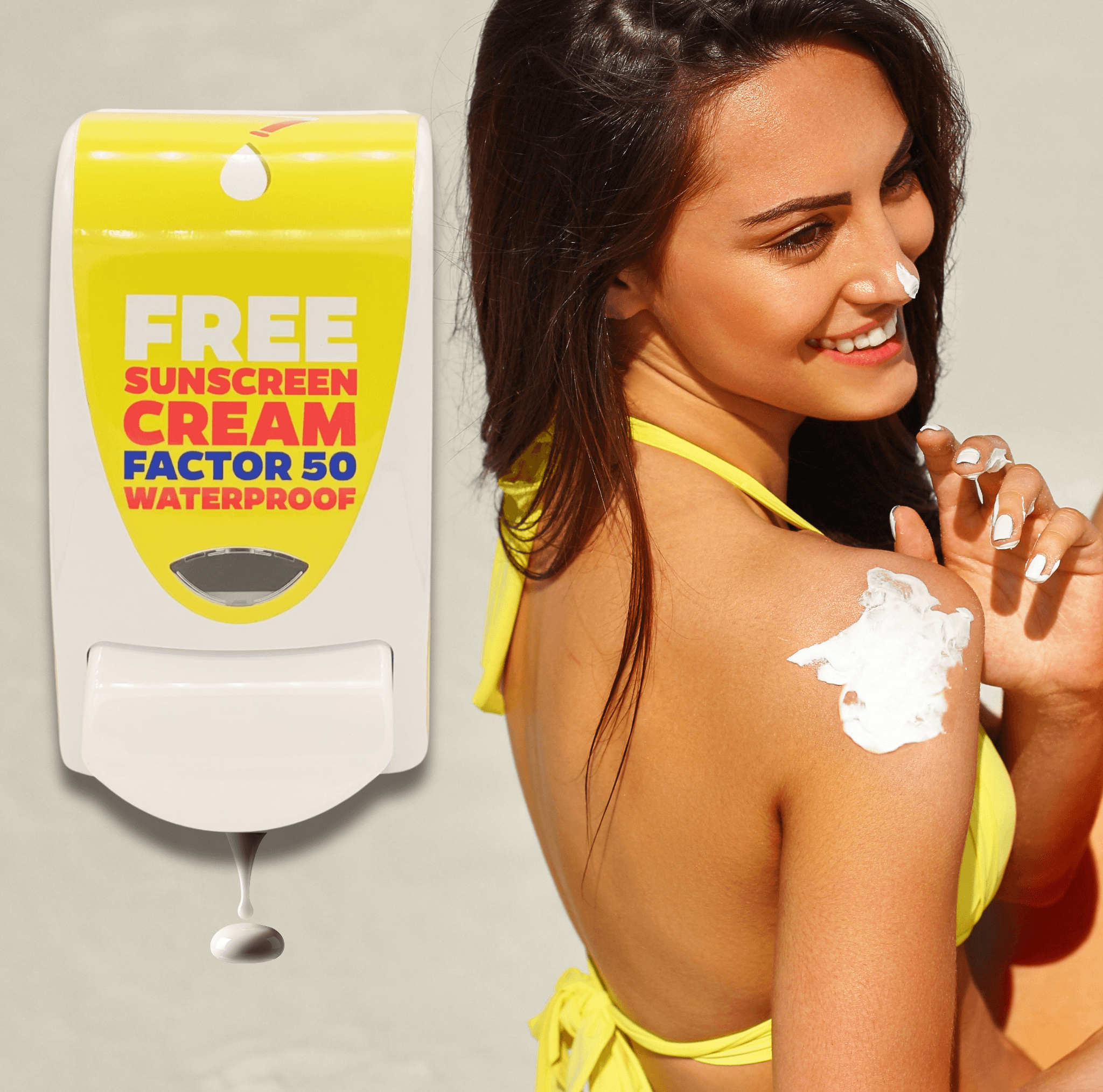 Sunscreen Dispenser Robust Design SPF 50 English Text