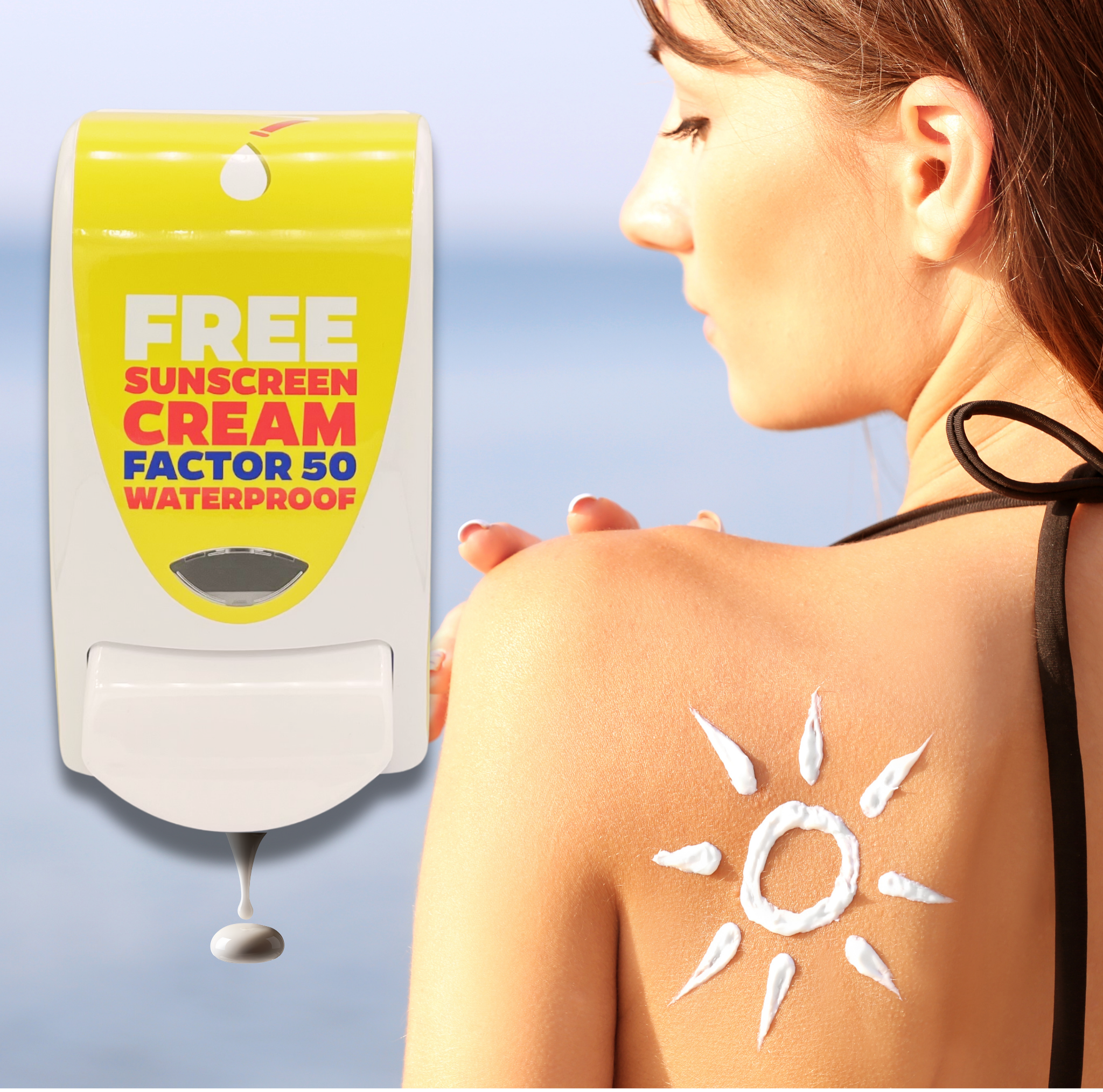 Sunscreen Dispenser Robust Design SPF 50 English Text - SPF50-Yellow_EN-figure