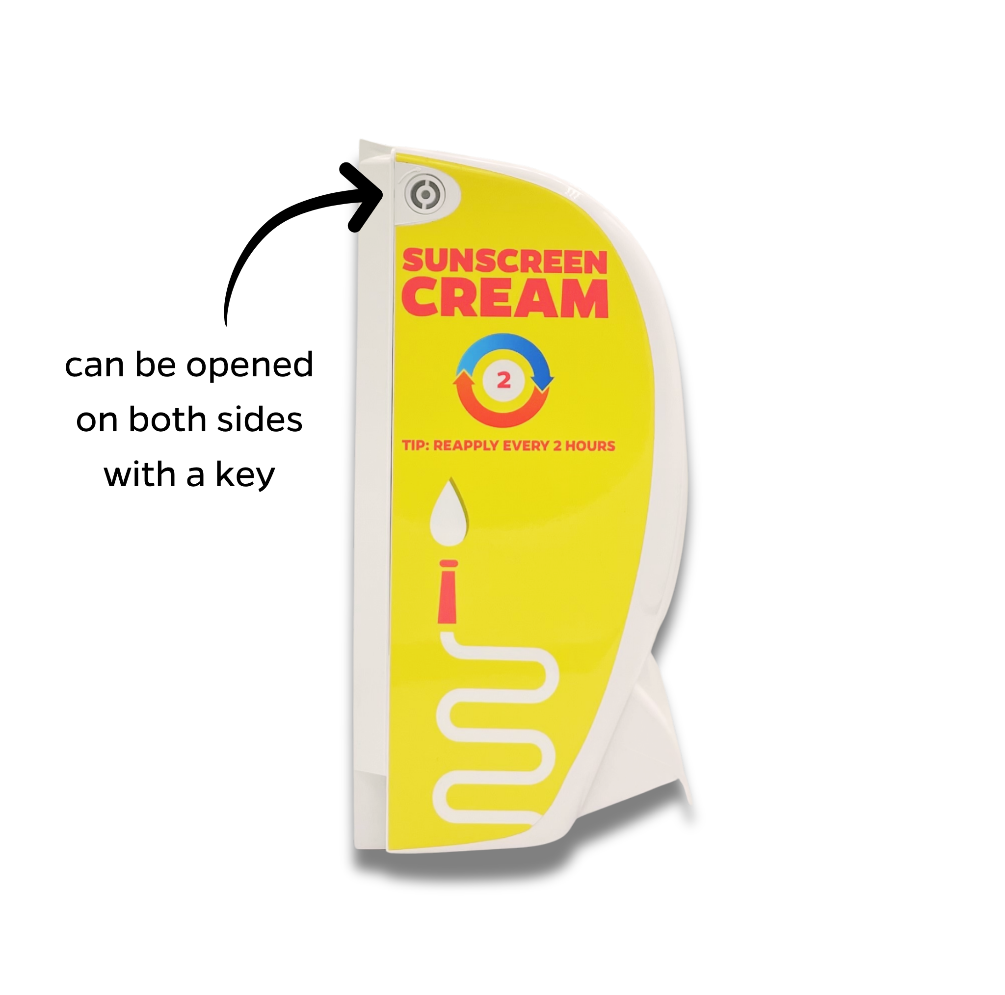 Sunscreen Dispenser Robust Design SPF 50 English Text - SPF50-Yellow_EN-right