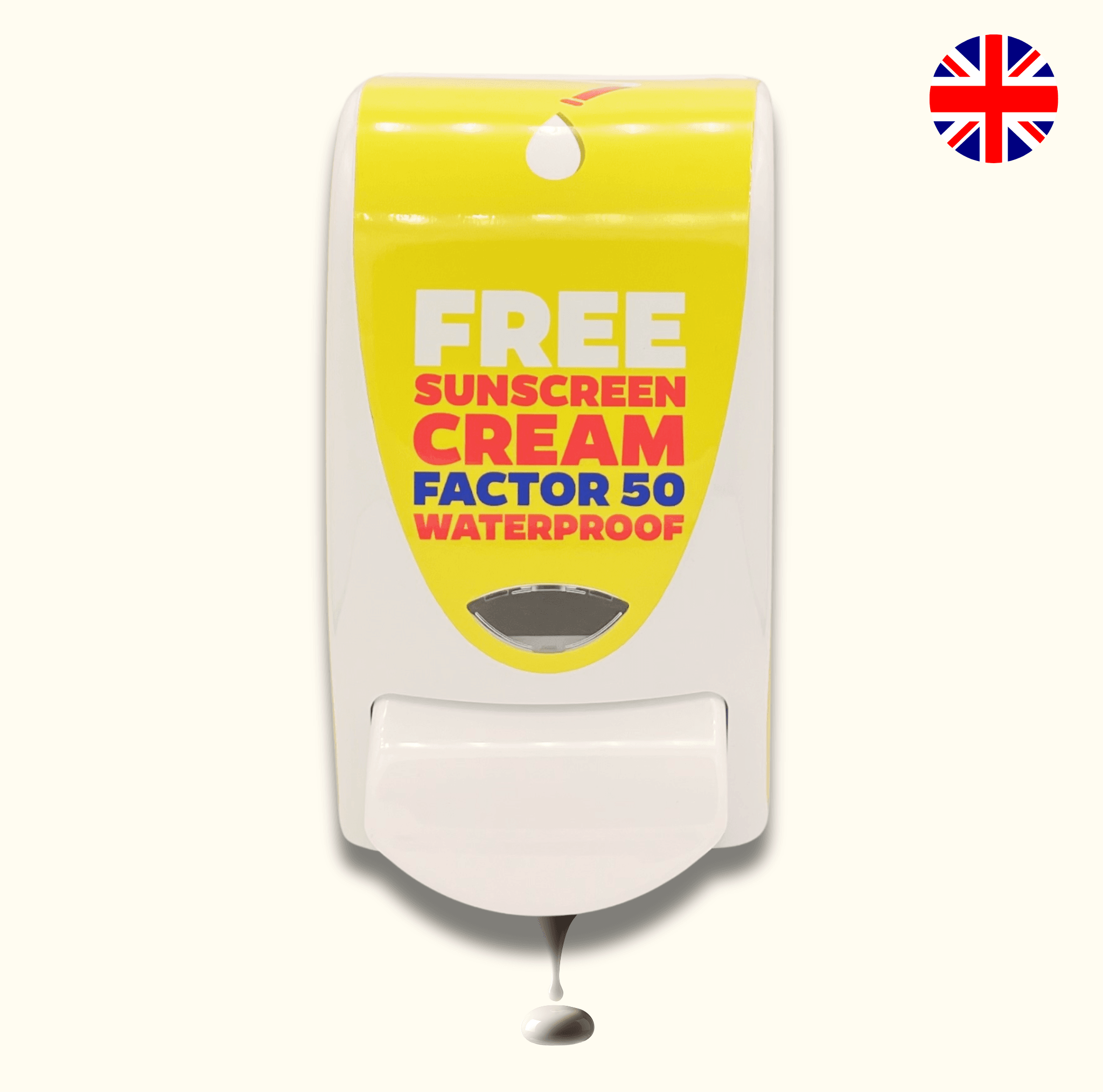 Sunscreen Dispenser Robust Design SPF 50 English Text