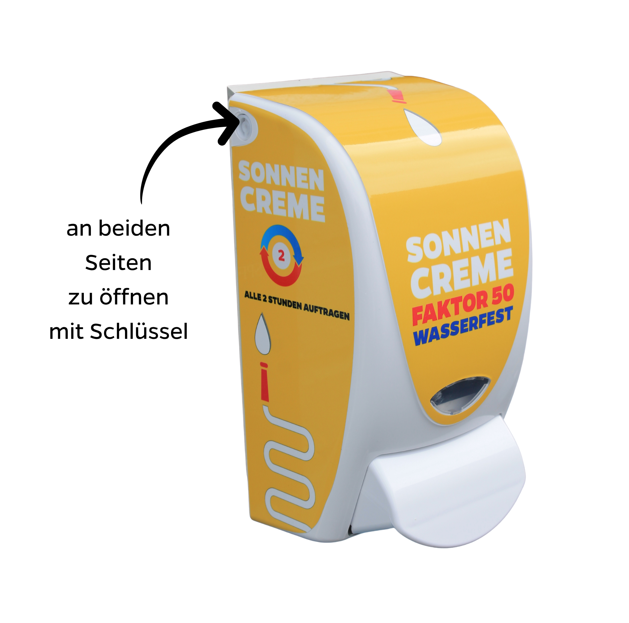 Sonnenschutzmittelspender F50 usp's left DE
